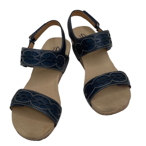 Clarks Bendables Women's Navy Wedge Leather Sandals 9